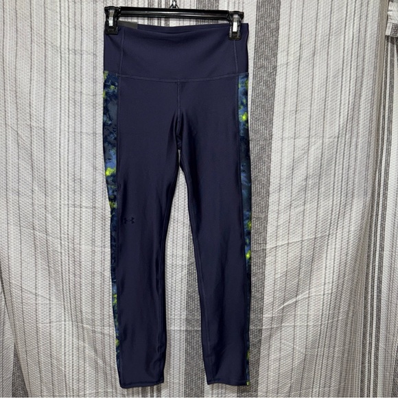 Under Armour Navy Leggings with Blue and Green Accents - Picture 1 of 6